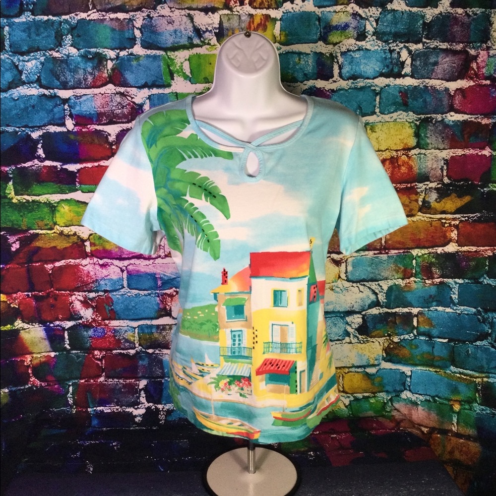 Alfred Dunner Jeweled Beach T-shirt Women’s Sz S
